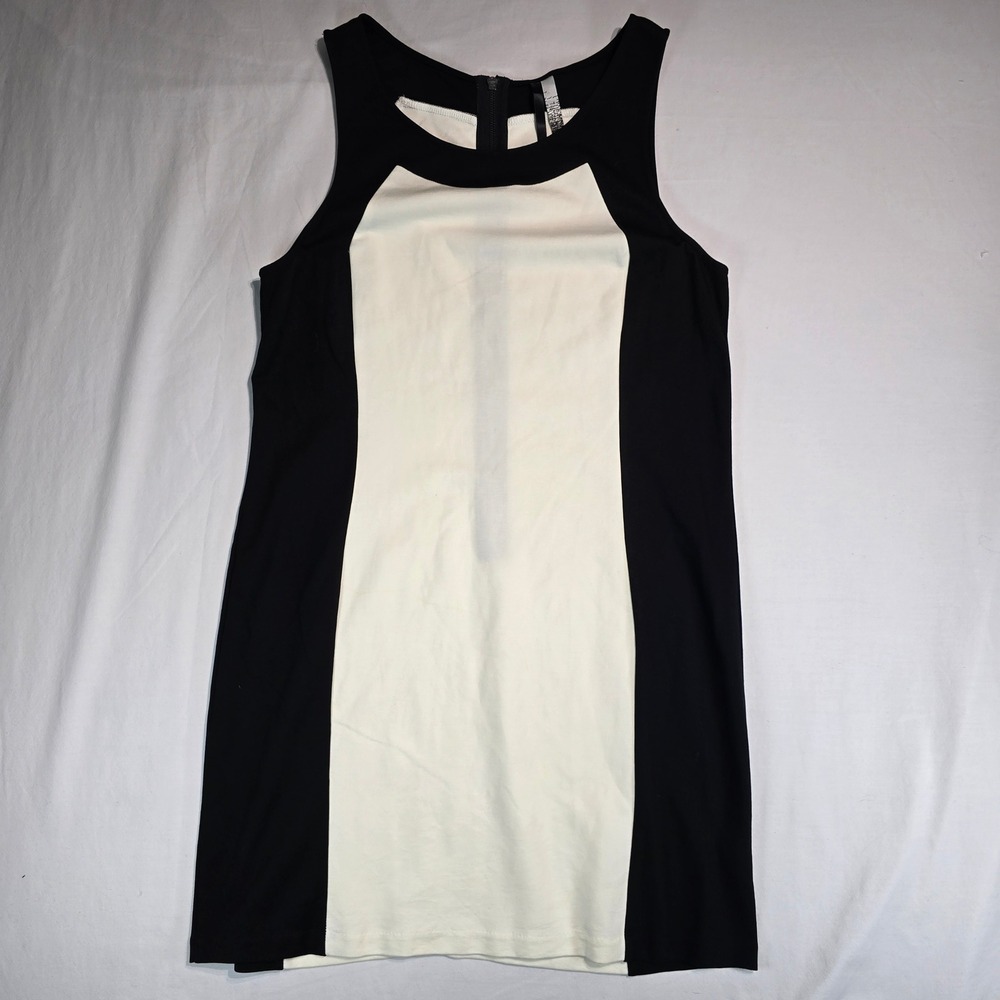 Kensie Black White Colorblock Sleeveless Shift Dress Back Zip KS2K9S99
